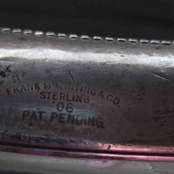 Sterling Silver and Glass Wine Bottle Coaster / Trinket Dish 7" Frank Whiting Co - Picture 11 of 12